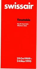 Swissair System Timetable - North East Asia Edition - 29 Oct 1989