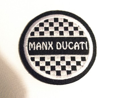 CLASSIC MANX DUCATI  MOTORCYCLE EMBROIDERED PATCH-ISLE OF MAN