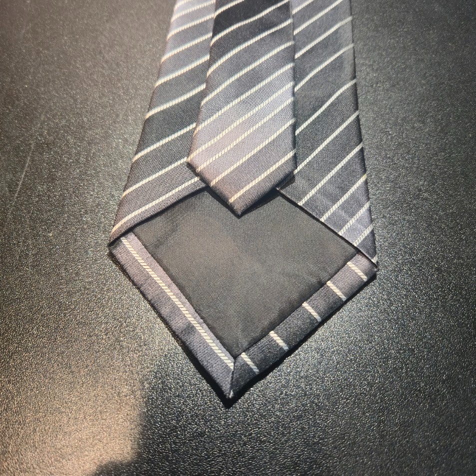 Crazy Horse Grey/Black Striped 100% Silk Tie Handmade image 5