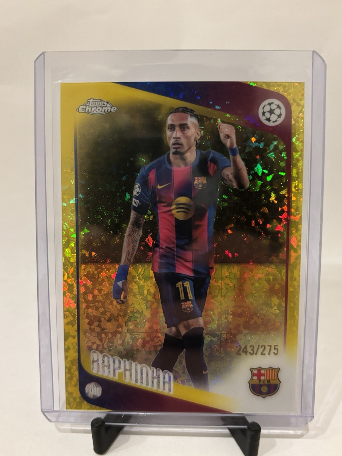 2025-26 Topps Chrome UEFA Club Competitions - Raphinha #97 - Yellow Holo /275