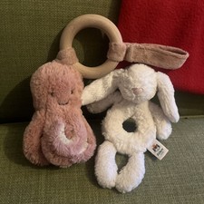 Jellycat Octopus & Rabbit Baby Rattles Collectible Soft Plush Toy 5” & 6”