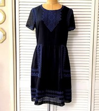 Madewell Dress Women’s Size 4 Black Short Sleeve Office Party Embroidered Shift