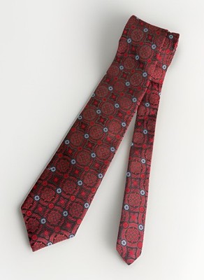 Robert Talbott Dark Red w Medallions & Flowers Men's Tie 100% Silk USA 60 