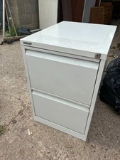 Bisley White Filing Cabinet 2 Drawer Metal Lockable with Key