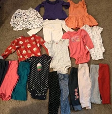 Lot Of Baby Girl Size 12 Months Mixed Brands Clothes 18 Pieces