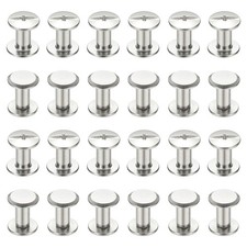 24 Sets Chicago Screws, 4x8mm DxH Phillips Binding Post Screw Rivets,Silver