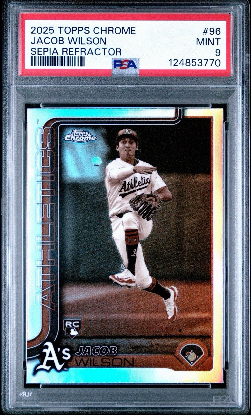 2025 Topps Chrome Jacob Wilson RC Sepia Refractor Rookie #96 Athletics