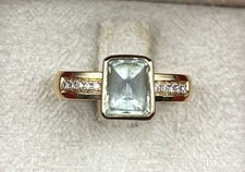 18KT Yellow Gold Merelani Mint Green Garnet Diamond Ring Top Notch Faceting 5.75