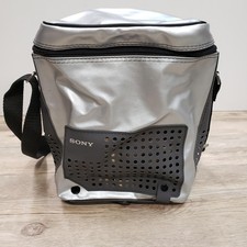 Sony Silver Bag Carry Shoulder Case Synthetic Outer Nylon Strap Logo Vintage