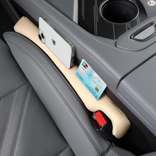 2PCS Leather Car Seat Gap Filler organizer, Gap plug box for car seat Beige