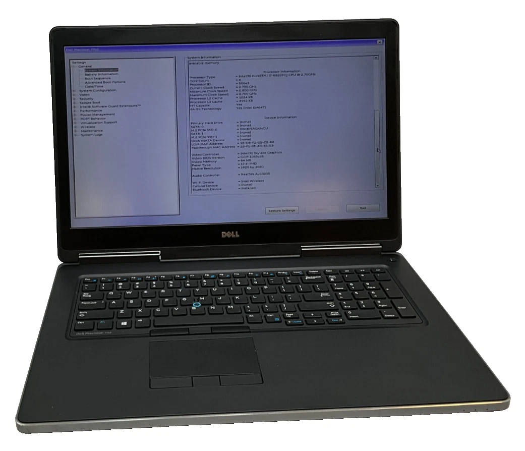 Dell Intel Core i7 6th Gen. 16GB RAM PC Laptops & Netbooks for