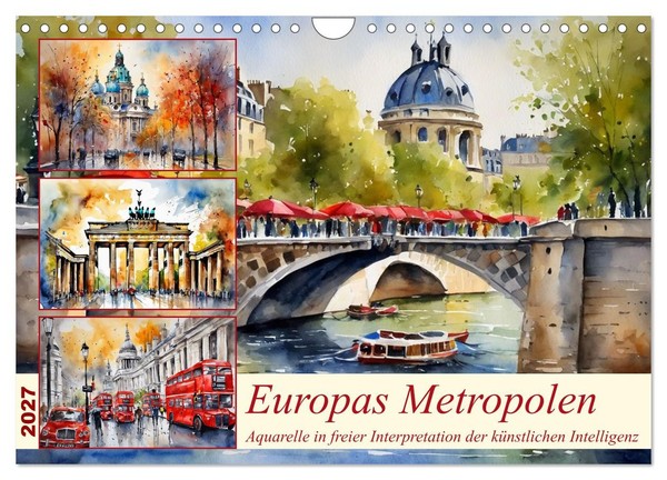 "Calendar 2027 · US Version · Europe's Major Cities (Wall Calendar 2027 12\" × 8\""-image