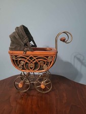 Victorian Style Vintage Wicker Wood Baby Doll Carriage Stroller Buggy