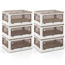 6-Pack Stackable Storage Bins w/Lids 24 Gallon Collapsible Plastic Container Box