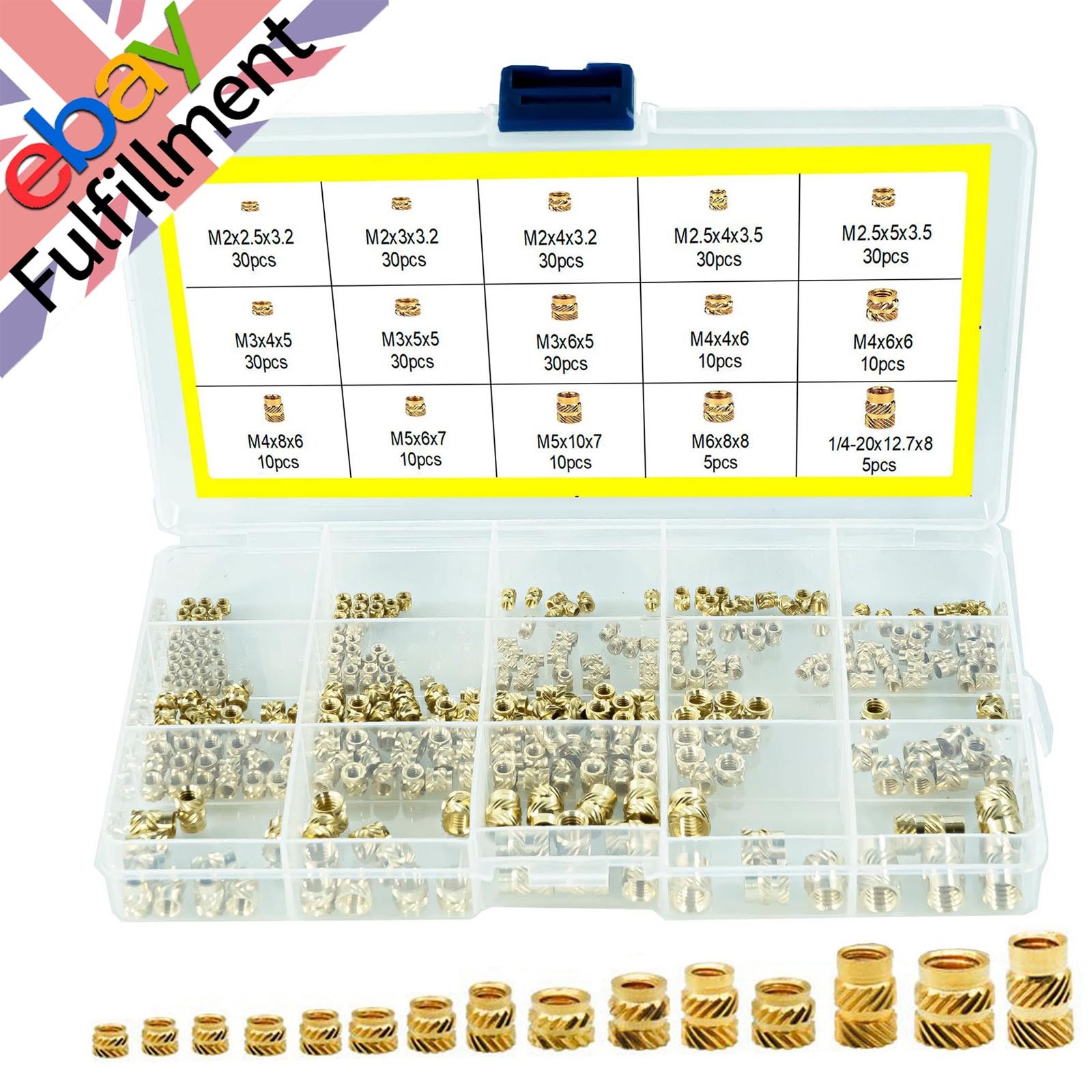 300pcs 7 Models 15 sizes M2-M6 Brass Threaded Inserts for Plastic 3D Printing
