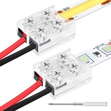 12 Pack 2Pin 8mm LED Strip Lights Connector and 5  15cm 20AWG Wires, Solderl...
