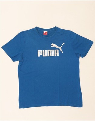 Puma Herren Grafik T-Shirt Oberteil Large Blau Baumwolle AG02