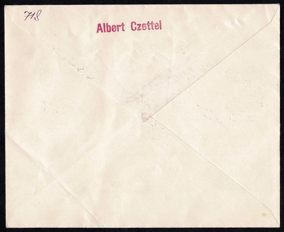 Cubierta de correo aéreo Hungría 1918, Budapest a Viena, correo aéreo 2K50, franqueo mixto Foto 3 de 3