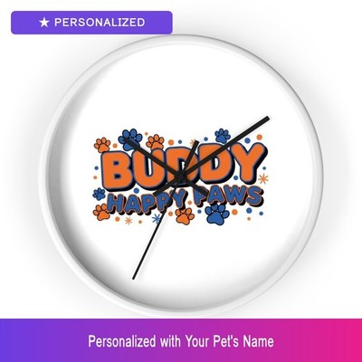 Custom Shih Tzu Paw Print Wall Clock Personalized Pet Name Home Decor Dog Owner