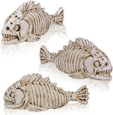 3 Pcs Fish Skeleton Figurines Small Fish Bone Props Halloween Decoration
