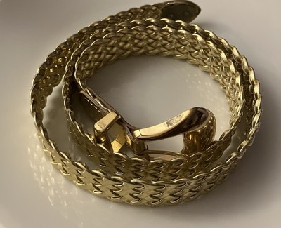 Beautiful Day-Lor Woven Gold Tone Woman s Belt/No Sz Stated/Med? 38  x 1 /aprox
