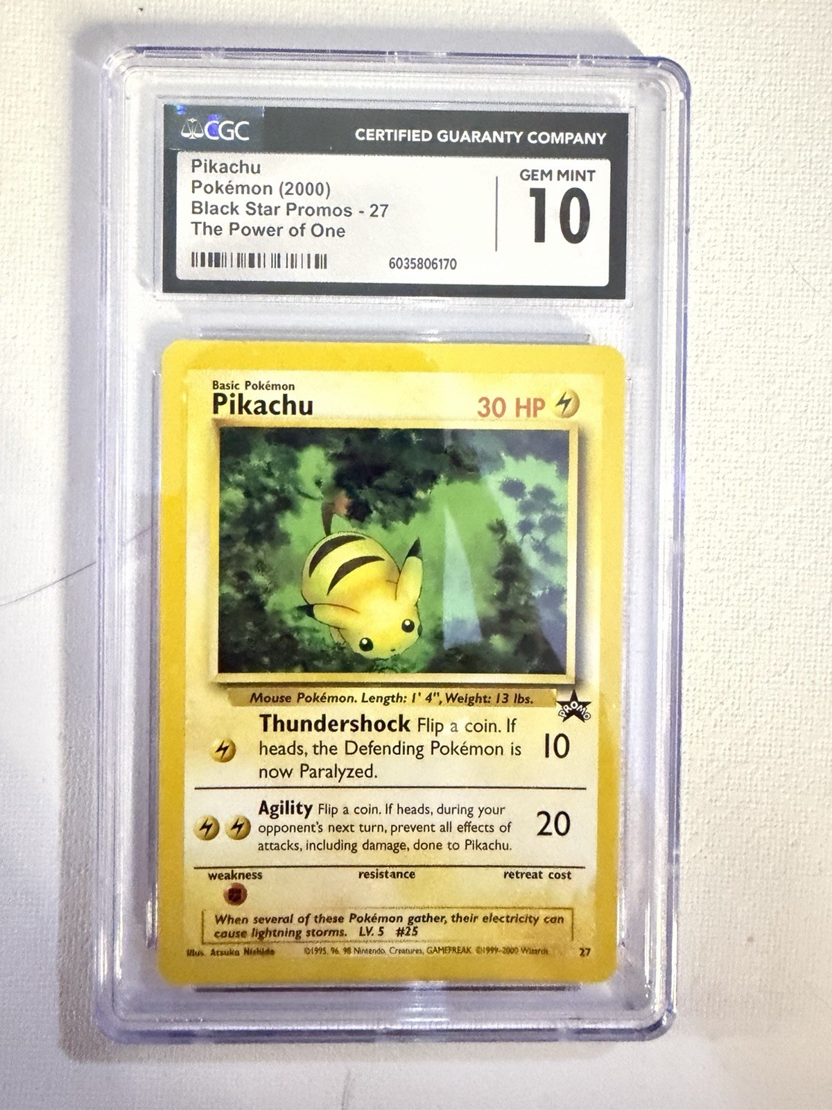 Pikachu Pokémon 2000 Black Star Promo 27 The Power of One CGC 10 Gem Mint