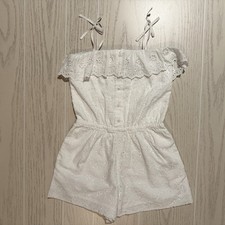 Polo Ralph Lauren Romper Girls 6 White Eyelet Ruffle Strap Summer NEW