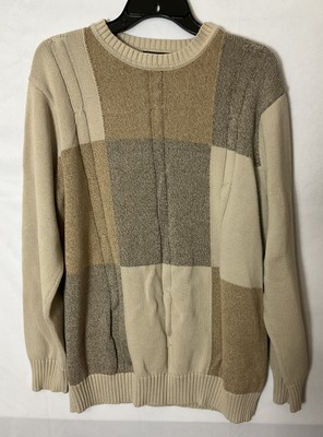 Dockers Patchwork Knit Sweater Men's Size Large Tall Tan Beige