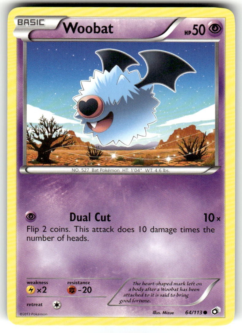 Woobat 64/113 Black & White Legendary Treasures Common English NM