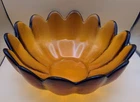 Blenko Glass Art - Amber Lotus Flower  Bowl 10 1/2"