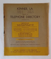 KENNER, LA Telephone Directory November 1955 White Yellow Pages Southern Bell