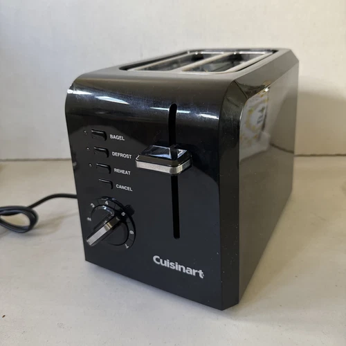 Cuisinart CPT-122BK 2-Slice Compact Toaster Black EUC Bagel Defrost