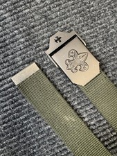 Boy Scouts BSA Olive Green Web Belt Eagle Fleur-de-Lis Buckle