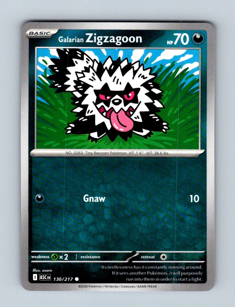 Galarian Zigzagoon 130/217 Common Ascended Heroes Pokemon Near Mint