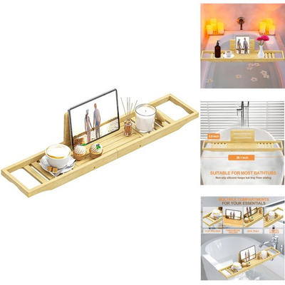 #ad #ad Elegant Bamboo Bath Tray Table Holder Caddy with Non Slip Grips Fits Most Tubs $27.99