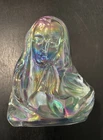 Fenton Iridescent Madonna Candle Holder (Glows Green w/blk light)