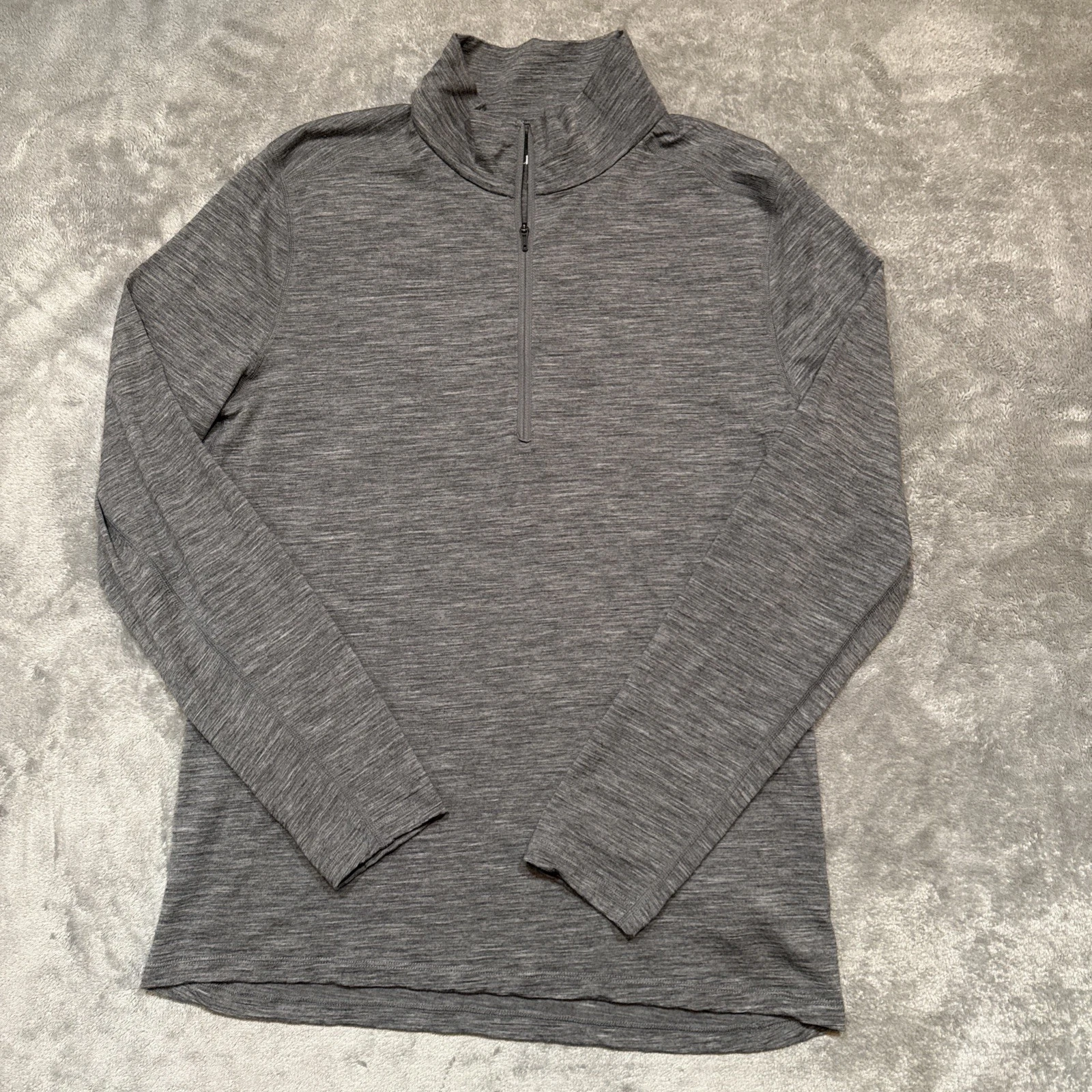 Quince Shirt Mens L Gray Merino Wool 1/4 Zip Base Layer Pullover Mock Neck