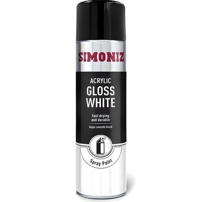 Simoniz glänzend weiß Sprühlack 500 ml Aerosoldose Auto Zuhause mehrere Oberflächen UK neu