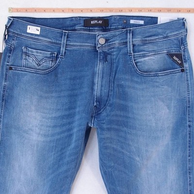 NEW Mens Replay M914 ANBASS Stretch Slim Tapered Blue Jeans W37 W38 L32 BNWT