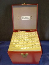 Vintage Red Amfile Platter Pak 45 Record Carrying Case-Filed w/ 79 45rpm Records