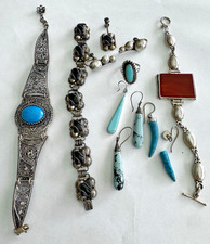 VTG Lot Sterling Silver 925 Mexico Thai turquoise jasper onyx jewelry 98.69 TW