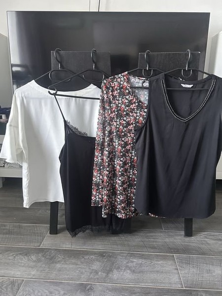 Women Lot of Sweaters White Floral Black Top Black