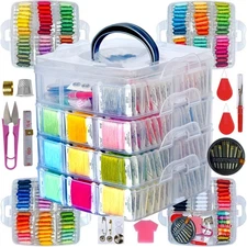 176 PCS Embroidery Floss Set - Complete Tools Kit & 4-Tier Organizer Box