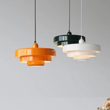 Lustre de plafond LED rétro médiéval lampe suspendue orange éclairage