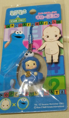 Rose O'Neill Kewpie Sesame Street Cookie Monster Kewsion Netsuke Strap Keychain