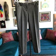 Ann Taylor LOFT size 8 Brown  Green Plaid Stretch Zoe Trousers Dress Pants