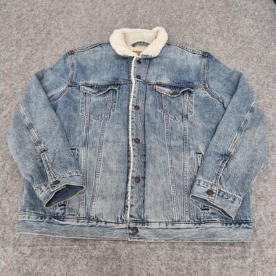 Levis Jacke Herren 2XL Blau Premium Sherpa Trucker Typ 3 Denim Fleece Gefüttert Big E