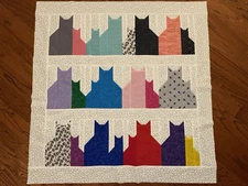 Scrappy Cats and Kittens Baby Quilt Top or Lap Blanket