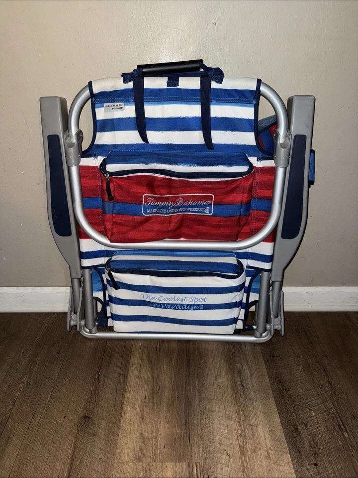 Tommy Bahama Mochila Plegable Silla de Playa Rojo Blanco Azul Colores De Colección Foto 4 de 4