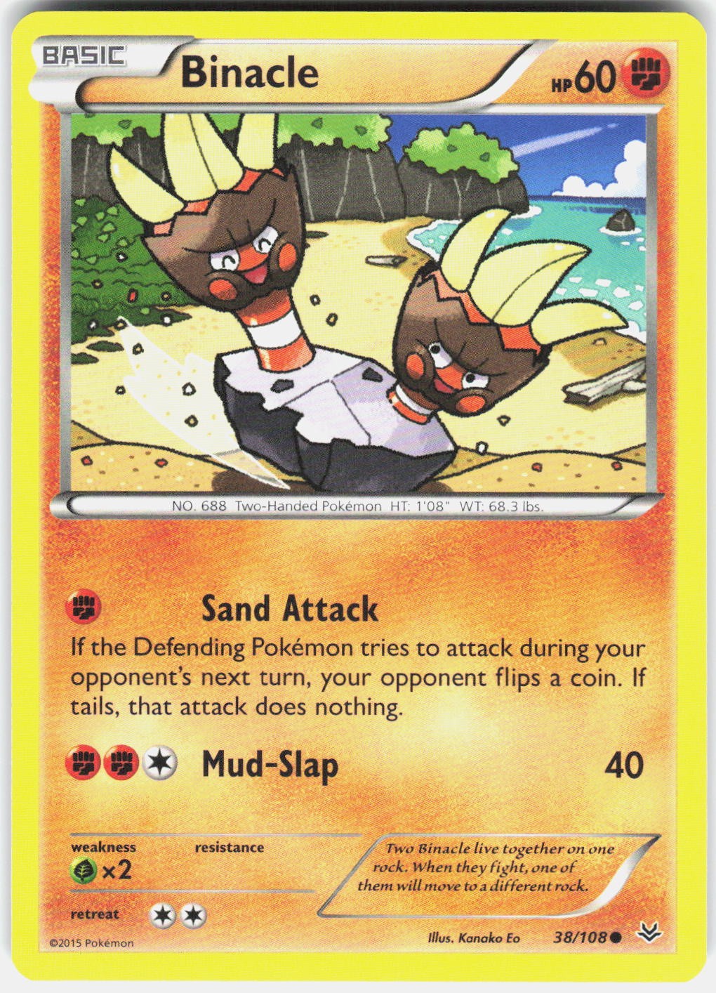 Binacle 38/108 Common Roaring Skies Pokemon Near Mint